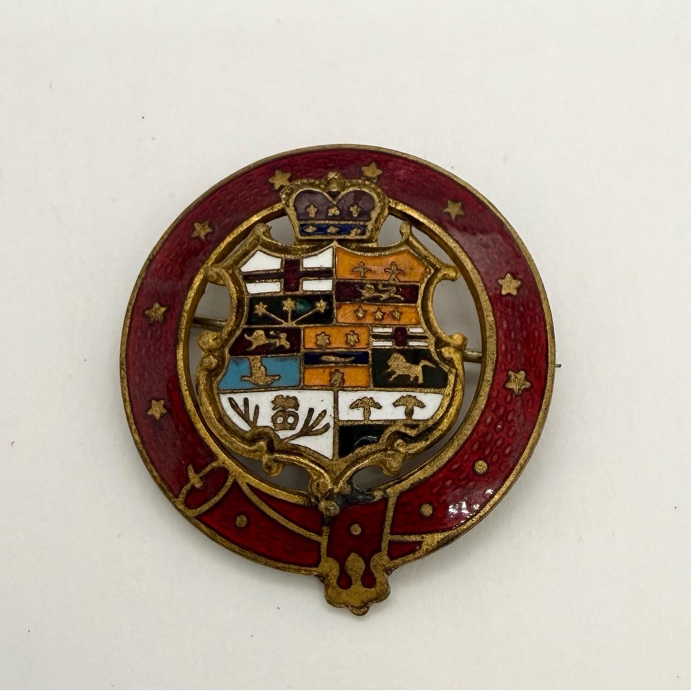 Vintage French Guilloche French Enamel Canadian Coat of Arms Pin Brooch
